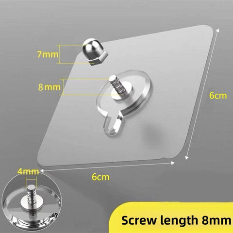 Darrahopens Home & Garden > Kitchenware > Kitchen Utensils 50-PCS Heavy Duty Adhesive Screw Stickers No Drilling Wall Hooks 6x6cm Waterproof Stainless Steel for Kitchen Bathroom Rental Friendly(8mm)