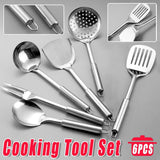 Darrahopens Home & Garden > Kitchenware > Kitchen Utensils 6PCS Stainless Steel Kitchen Utensil Set with Frying Spatula Colander and Spoon