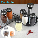 Darrahopens Home & Garden > Kitchenware > Kitchen Utensils 7 pieces rotating base spice dispenser, kitchen supplies, spice dispenser set, including salt, pepper and sugar dispenser - perfect for kitchen storage and organization