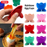 Darrahopens Home & Garden > Kitchenware > Kitchen Utensils 7PCS Breakfast Serving Cups Holders Set Boiled Egg Kitchen Silicone Egg Cup