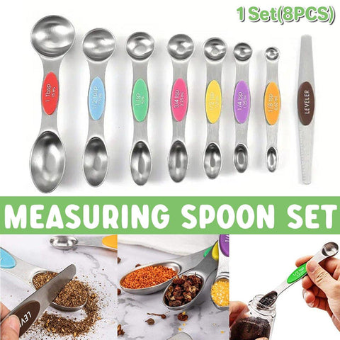 Darrahopens Home & Garden > Kitchenware > Kitchen Utensils 8pcs Stainless Steel Dual Head Measuring Spoon Set Kitchen Baking Cooking Tools