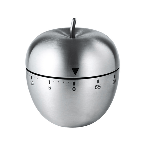 Darrahopens Home & Garden > Kitchenware > Kitchen Utensils Apple Shape Stainless Steel Kitchen Timer Mechanical Cooking Timer -  Wind-Up 60 Minute Countdown Timer - Loud Ring 72dB Baking Tool with Non-Slip Base - Battery-Free Analog Timer for Home Office