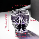 Darrahopens Home & Garden > Kitchenware > Kitchen Utensils Artisan Craftsmanship Moonlight Kiriko Glass, Purple Crystal Hand-blown, Edo Pattern High Aesthetic Light Luxury, Whiskey & Spirits Glass, 280ML Cold Drink