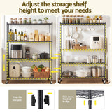 Darrahopens Home & Garden > Kitchenware > Kitchen Utensils Artiss 4-Tier Kitchen Rack Shelf with Wheels Shelving 152x45x187CM Adjustable Metal Storage Shelves