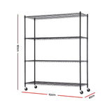 Darrahopens Home & Garden > Kitchenware > Kitchen Utensils Artiss 4-Tier Kitchen Rack Shelf with Wheels Shelving 152x45x187CM Adjustable Metal Storage Shelves