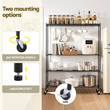 Darrahopens Home & Garden > Kitchenware > Kitchen Utensils Artiss 4-Tier Kitchen Rack Shelf with Wheels Shelving 152x45x187CM Adjustable Metal Storage Shelves