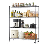 Darrahopens Home & Garden > Kitchenware > Kitchen Utensils Artiss 4-Tier Kitchen Rack Shelf with Wheels Shelving 152x45x187CM Adjustable Metal Storage Shelves