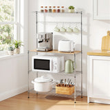 Darrahopens Home & Garden > Kitchenware > Kitchen Utensils Artiss 4-Tier Metal Kitchen Rack Shelf Silver Storage Shelves Organizer Microwave Stand 90cmx151cm