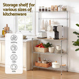Artiss 4-Tier Metal Kitchen Rack Shelf Silver Storage Shelves Organizer Microwave Stand 90cmx151cm