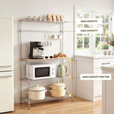 Darrahopens Home & Garden > Kitchenware > Kitchen Utensils Artiss 4-Tier Metal Kitchen Rack Shelf Silver Storage Shelves Organizer Microwave Stand 90cmx151cm
