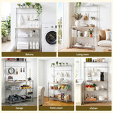 Darrahopens Home & Garden > Kitchenware > Kitchen Utensils Artiss 4-Tier Metal Kitchen Rack Shelf Silver Storage Shelves Organizer Microwave Stand 90cmx151cm