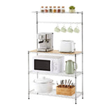 Darrahopens Home & Garden > Kitchenware > Kitchen Utensils Artiss 4-Tier Metal Kitchen Rack Shelf Silver Storage Shelves Organizer Microwave Stand 90cmx151cm