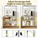 Darrahopens Home & Garden > Kitchenware > Kitchen Utensils Artiss 4-Tier Metal Kitchen Rack Shelf Silver Storage Shelves Organizer Microwave Stand 90cmx151cm