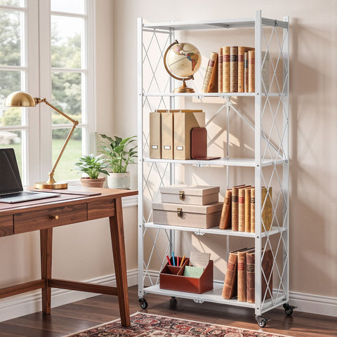 Darrahopens Home & Garden > Kitchenware > Kitchen Utensils Artiss 5-Tier Foldable Kitchen Bakers Rack 71x160cm Microwave Stand White In Australia - Darrahopens