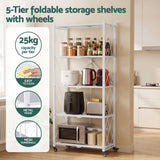 Darrahopens Home & Garden > Kitchenware > Kitchen Utensils Artiss 5-Tier Foldable Kitchen Bakers Rack 71x160cm Microwave Stand White In Australia - Darrahopens