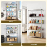 Darrahopens Home & Garden > Kitchenware > Kitchen Utensils Artiss 5-Tier Kitchen Rack Shelf Shelving 120x45x179CM Adjustable Metal Storage Shelves