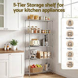 Darrahopens Home & Garden > Kitchenware > Kitchen Utensils Artiss 5-Tier Kitchen Rack Shelf Shelving 90x35x182CM Adjustable Metal Storage Shelves