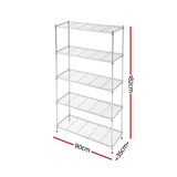Darrahopens Home & Garden > Kitchenware > Kitchen Utensils Artiss 5-Tier Kitchen Rack Shelf Shelving 90x35x182CM Adjustable Metal Storage Shelves