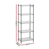 Darrahopens Home & Garden > Kitchenware > Kitchen Utensils Artiss 5-Tier Kitchen Rack Shelf Shelving Unit 55x30x150CM Adjustable Metal Storage Shelves Black