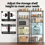 Darrahopens Home & Garden > Kitchenware > Kitchen Utensils Artiss 5-Tier Kitchen Rack Shelf Shelving Unit 55x30x150CM Adjustable Metal Storage Shelves Black