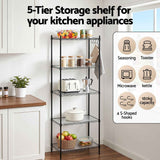 Artiss 5-Tier Kitchen Rack Shelf Shelving Unit 55x30x150CM Adjustable Metal Storage Shelves Black