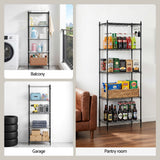 Darrahopens Home & Garden > Kitchenware > Kitchen Utensils Artiss 5-Tier Kitchen Rack Shelf Shelving Unit 55x30x150CM Adjustable Metal Storage Shelves Black