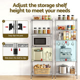 Darrahopens Home & Garden > Kitchenware > Kitchen Utensils Artiss 5-Tier Kitchen Rack Shelf Shelving Unit 60x35x150CM Adjustable Metal Storage Shelves Silver