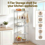 Artiss 5-Tier Kitchen Rack Shelf Shelving Unit 60x35x150CM Adjustable Metal Storage Shelves Silver