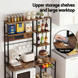Darrahopens Home & Garden > Kitchenware > Kitchen Utensils Artiss Kitchen Rack with Power Outlets Hooks 96CMX170CM Microwave Storage Shelf