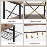Darrahopens Home & Garden > Kitchenware > Kitchen Utensils Artiss Kitchen Rack with Power Outlets Hooks 96CMX170CM Microwave Storage Shelf