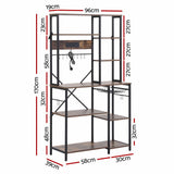Darrahopens Home & Garden > Kitchenware > Kitchen Utensils Artiss Kitchen Rack with Power Outlets Hooks 96CMX170CM Microwave Storage Shelf