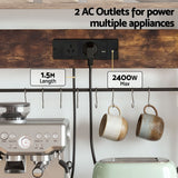 Darrahopens Home & Garden > Kitchenware > Kitchen Utensils Artiss Kitchen Rack with Power Outlets Hooks 96CMX170CM Microwave Storage Shelf