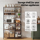 Darrahopens Home & Garden > Kitchenware > Kitchen Utensils Artiss Kitchen Rack with Power Outlets Hooks 96CMX170CM Microwave Storage Shelf