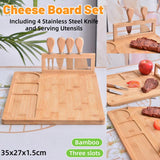 Darrahopens Home & Garden > Kitchenware > Kitchen Utensils Bamboo Chopping Board Cheese Board Set with Knife Kitchen Charcuterie Serving
