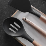 Darrahopens Home & Garden > Kitchenware > Kitchen Utensils Beechwood & silicone slotted spoon charcoal