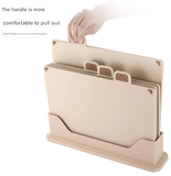Darrahopens Home & Garden > Kitchenware > Kitchen Utensils Beige 4-Piece Index Cutting Board Set with Ventilated Storage Stand - Food-Safe PP Kitchen Chopping Boards