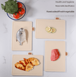Darrahopens Home & Garden > Kitchenware > Kitchen Utensils Beige 4-Piece Index Cutting Board Set with Ventilated Storage Stand - Food-Safe PP Kitchen Chopping Boards