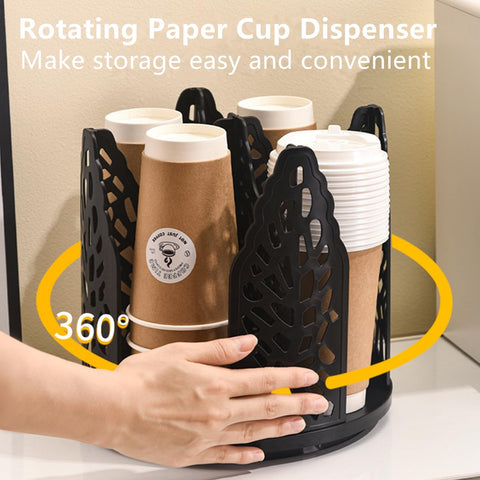 Darrahopens Home & Garden > Kitchenware > Kitchen Utensils Black 360°Rotating Multi-Scenario Countertop Storage Rack - Large Capacity 4 Compartment Holder for Coffee & Tea Cups