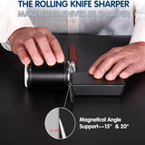 Darrahopens Home & Garden > Kitchenware > Kitchen Utensils Black  Rolling Knife Sharpener Set with Diamond Discs and Magnetic Base 15 and 20 Degree Angles for Precision Kitchen Knife Maintenance in Australian Homes