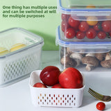 Darrahopens Home & Garden > Kitchenware > Kitchen Utensils Blue 3-Piece Refrigerator Food Storage Container Set with Drain Basket and Airtight Lid 850ml 1750ml 3300ml Stackable Produce Saver for Local Homes