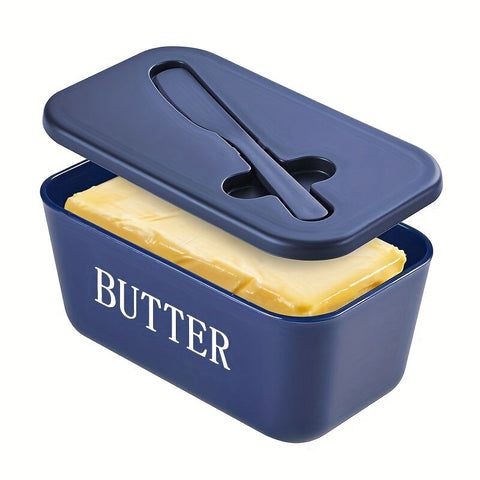 Darrahopens Home & Garden > Kitchenware > Kitchen Utensils BLUE **Food-Grade PP Large Butter Keeper with Cutting Blade | Airtight, Drying-Resistant, Easy to Slice – Long-Lasting Freshness, Your Kitchen & Baking Essential Helper**