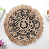 Darrahopens Home & Garden > Kitchenware > Kitchen Utensils Bohemian Round Woven Placemats | Set of 5 with Fringe Design