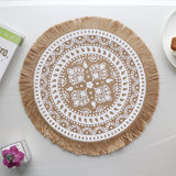 Darrahopens Home & Garden > Kitchenware > Kitchen Utensils Bohemian Round Woven Placemats | Set of 5 with Fringe Design
