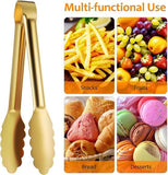 Darrahopens Home & Garden > Kitchenware > Kitchen Utensils Bread Tongs - 4-Piece Set - Kitchen Tongs for Home Use - Gold Stainless Steel Serving Tongs - Grill Tongs - Steak Tongs - Kitchen Tongs - For Cooking, Salads, Buffets, Appetizers and Desserts