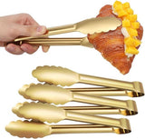 Darrahopens Home & Garden > Kitchenware > Kitchen Utensils Bread Tongs - 4-Piece Set - Kitchen Tongs for Home Use - Gold Stainless Steel Serving Tongs - Grill Tongs - Steak Tongs - Kitchen Tongs - For Cooking, Salads, Buffets, Appetizers and Desserts