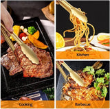 Darrahopens Home & Garden > Kitchenware > Kitchen Utensils Bread Tongs - 4-Piece Set - Kitchen Tongs for Home Use - Gold Stainless Steel Serving Tongs - Grill Tongs - Steak Tongs - Kitchen Tongs - For Cooking, Salads, Buffets, Appetizers and Desserts