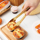 Darrahopens Home & Garden > Kitchenware > Kitchen Utensils Bread Tongs - 4-Piece Set - Kitchen Tongs for Home Use - Gold Stainless Steel Serving Tongs - Grill Tongs - Steak Tongs - Kitchen Tongs - For Cooking, Salads, Buffets, Appetizers and Desserts