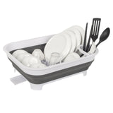 Darrahopens Home & Garden > Kitchenware > Kitchen Utensils Collapsible Dish Rack with Utensil Section Space-Saving Drying Rack for Compact Kitchens & Camping