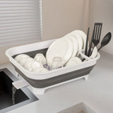 Darrahopens Home & Garden > Kitchenware > Kitchen Utensils Collapsible Dish Rack with Utensil Section Space-Saving Drying Rack for Compact Kitchens & Camping
