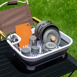 Darrahopens Home & Garden > Kitchenware > Kitchen Utensils Collapsible Dish Rack with Utensil Section Space-Saving Drying Rack for Compact Kitchens & Camping